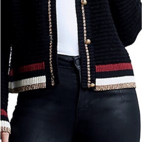 L'Agence Archer Metallic Tipped Cardigan - Picture 2 of 12